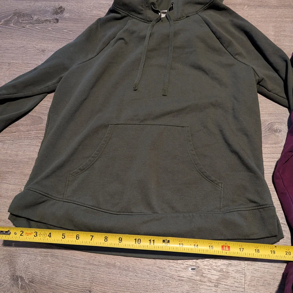 2 Women's Casual Hooded Sweatshirts - Olive Green and Burgundy - Picture 3 of 5